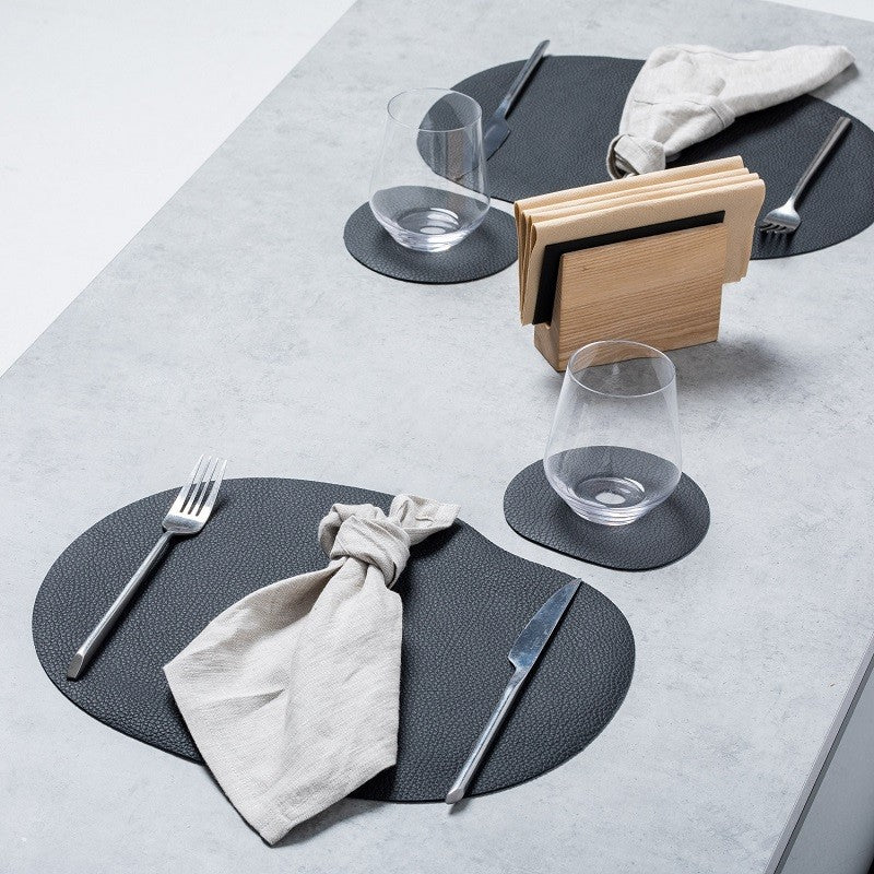 Black leather table decor
