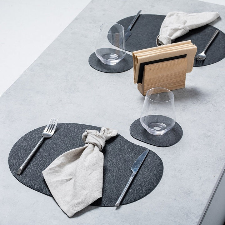 Black leather table decor