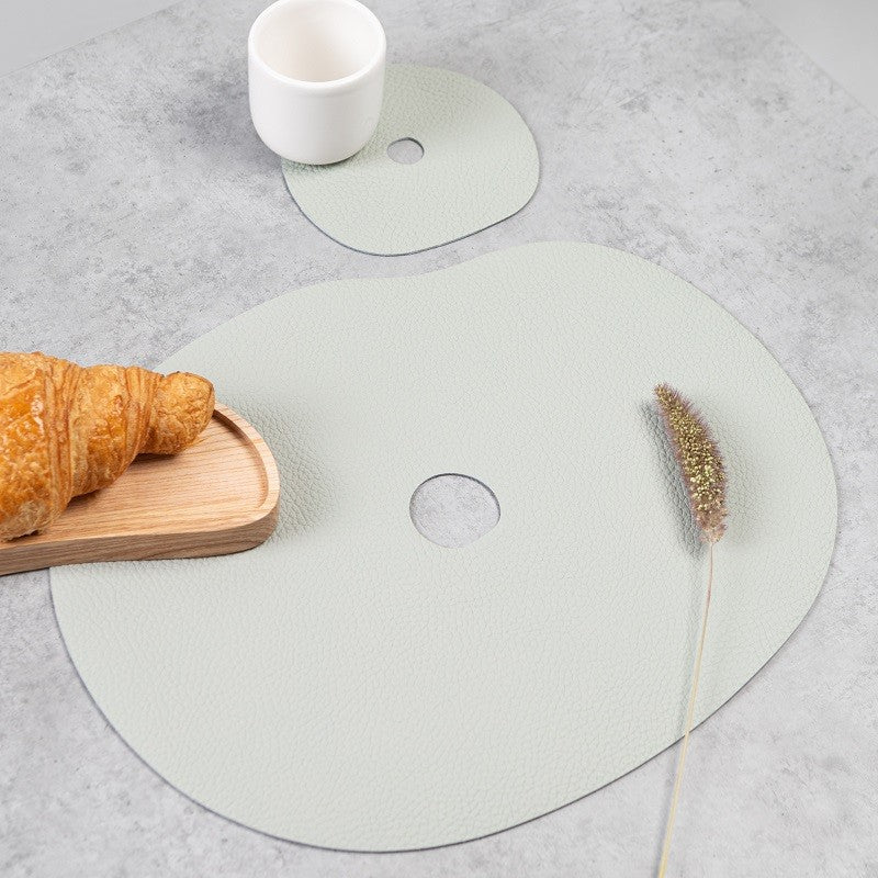 Grey leather table mats