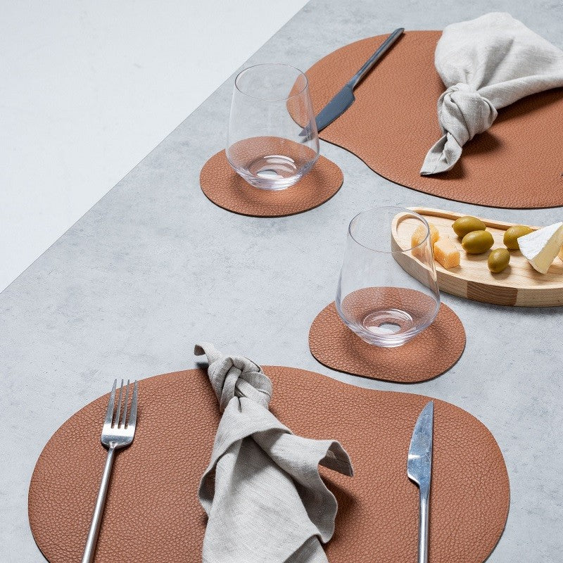 Brown leather table decor