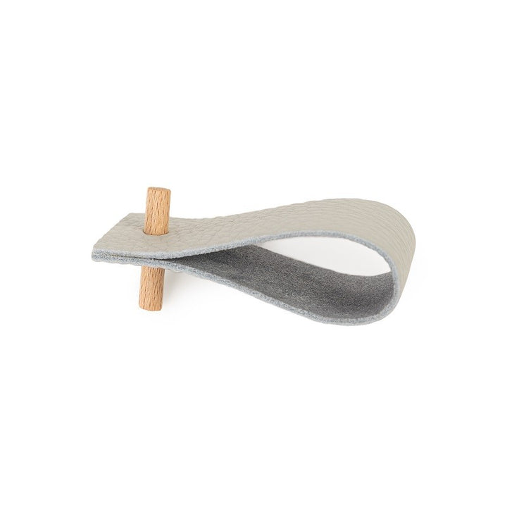 Grey leather napkin ring with wooden detail