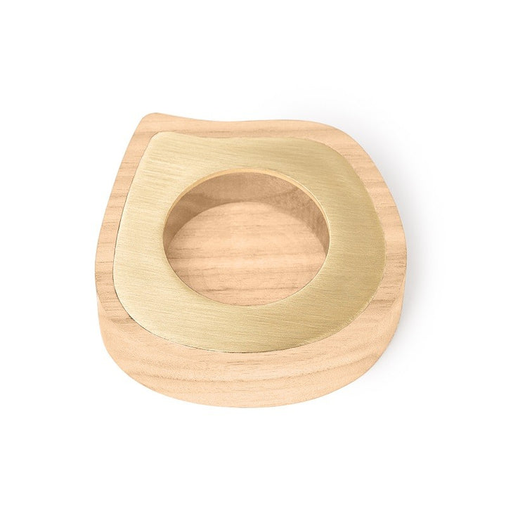 Wooden tealight holder with brass