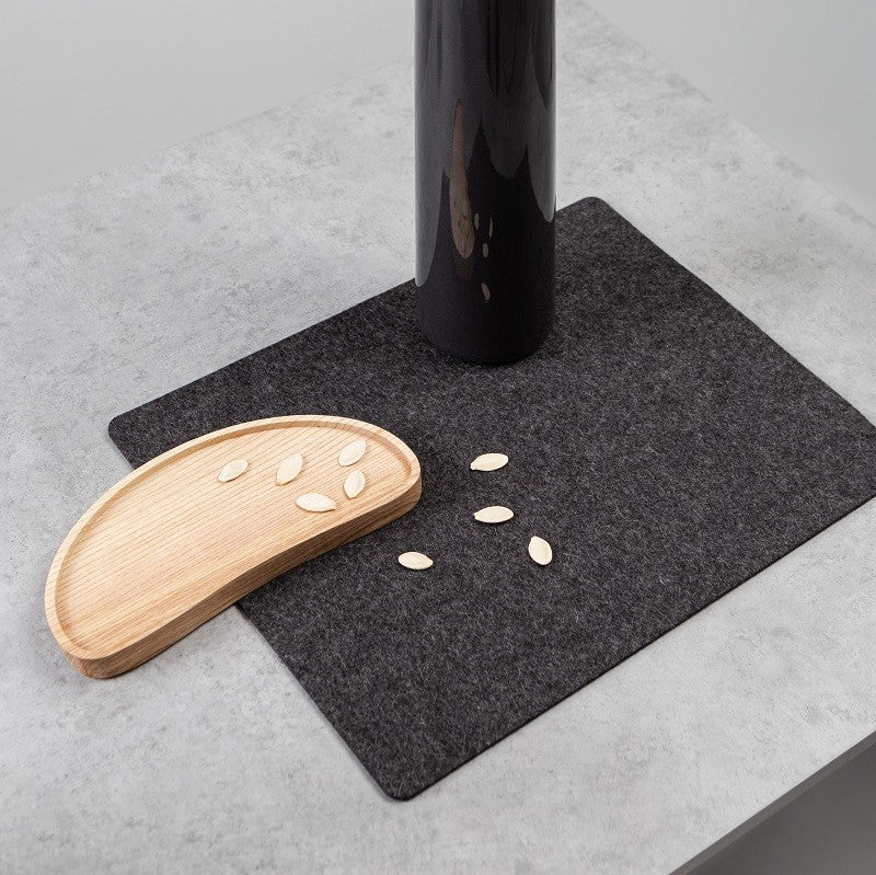 Black rectangular felt placemat