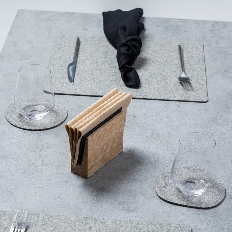 natural table setting with felt placemat