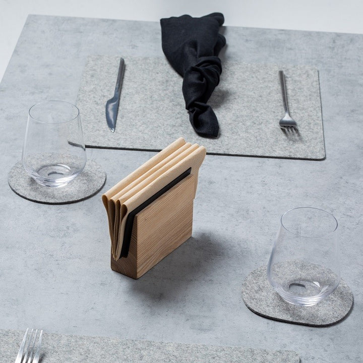 natural table setting with felt placemat