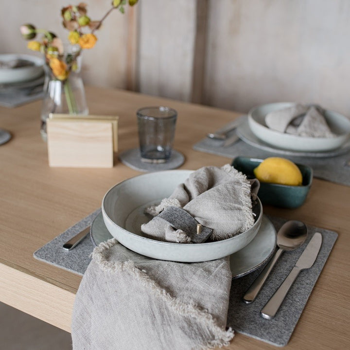 Table setting with wool felt placemats