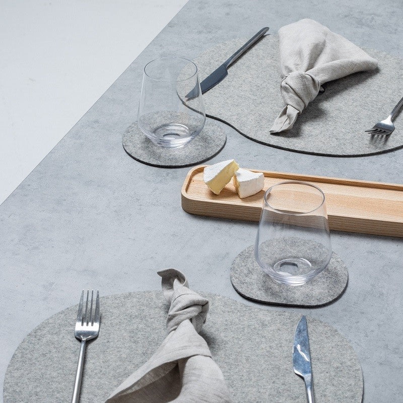 Table setting with wool felt placemats