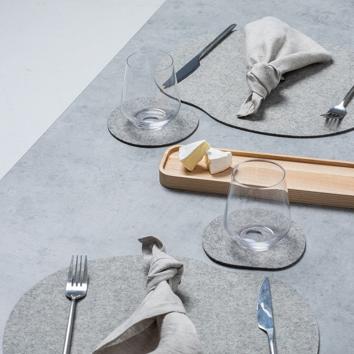 Table setting with wool felt placemats