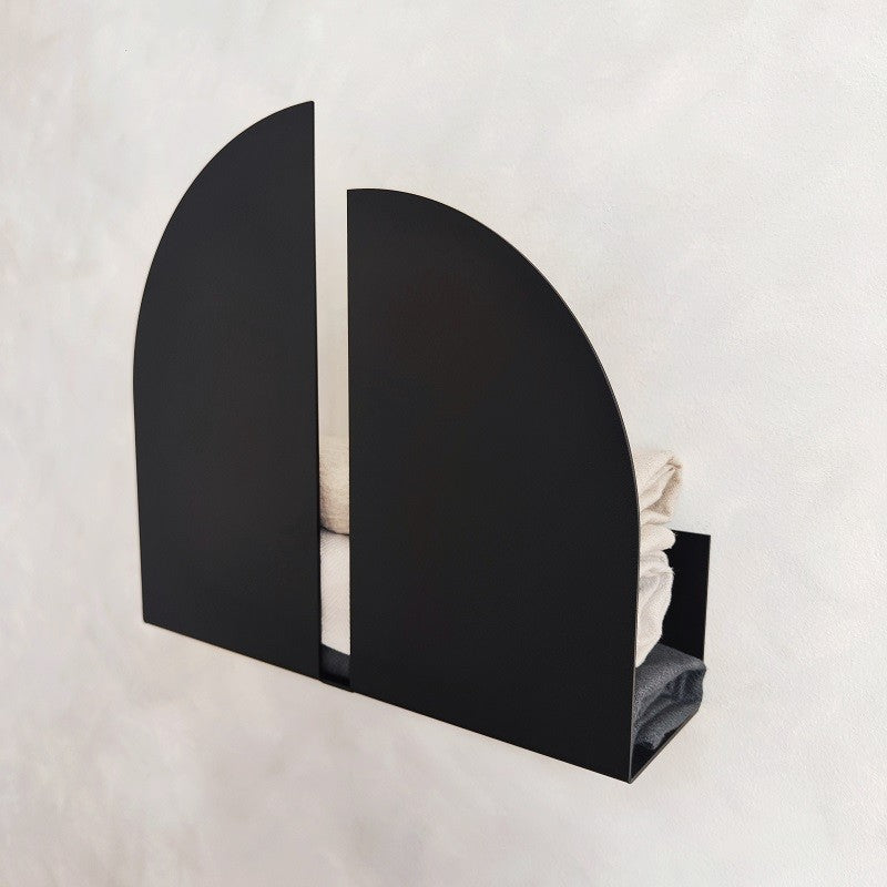 Black bathroom wall shelf