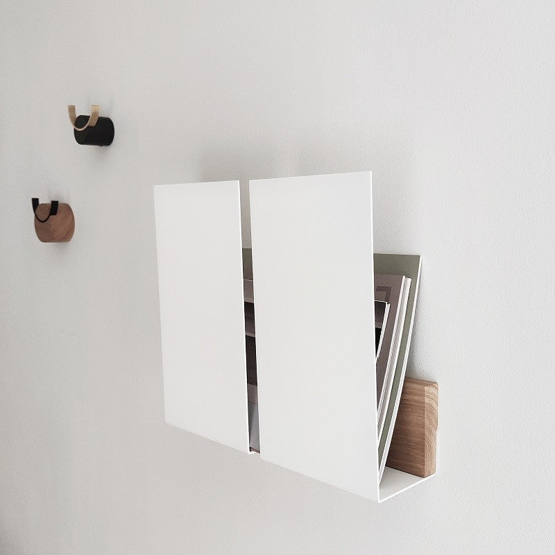 White metal wall magazine rack WINGS