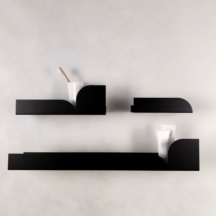 Black shelves for bathroom