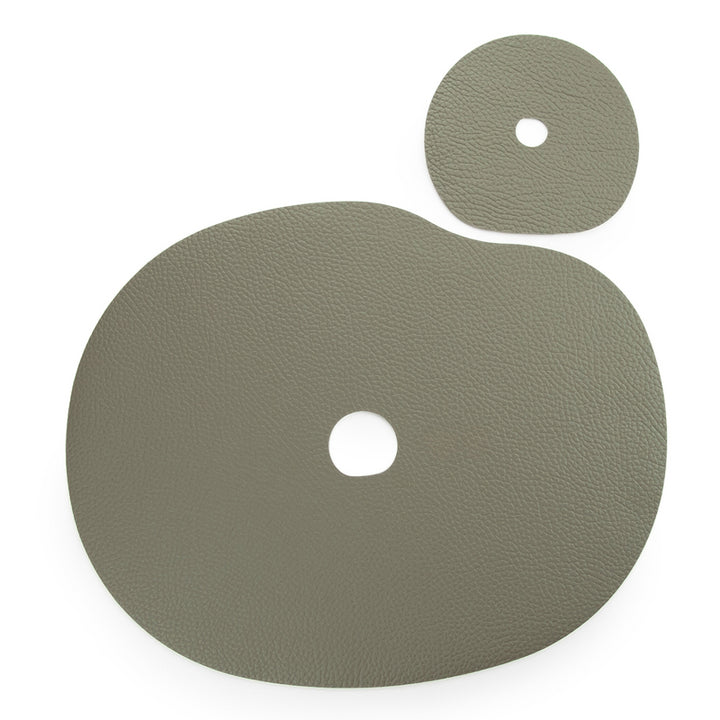 Olive leather placemat and coaster