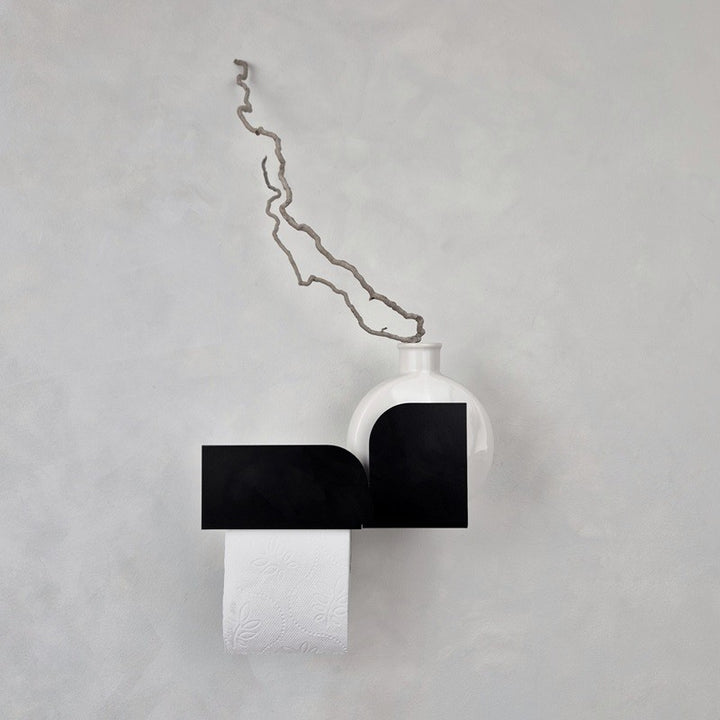 Black metal toilet paper holder