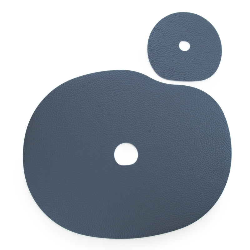 Blue leather placemat and coaster