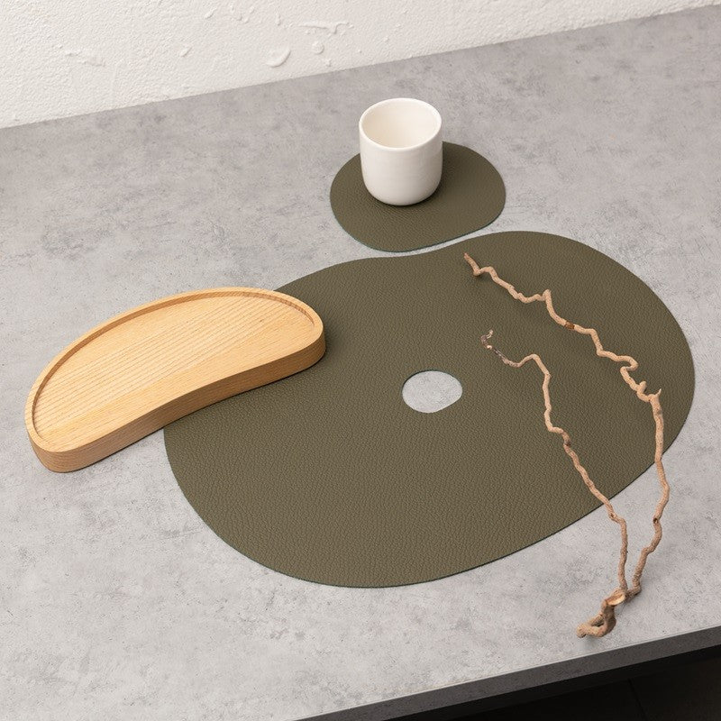 Olive leather placemat