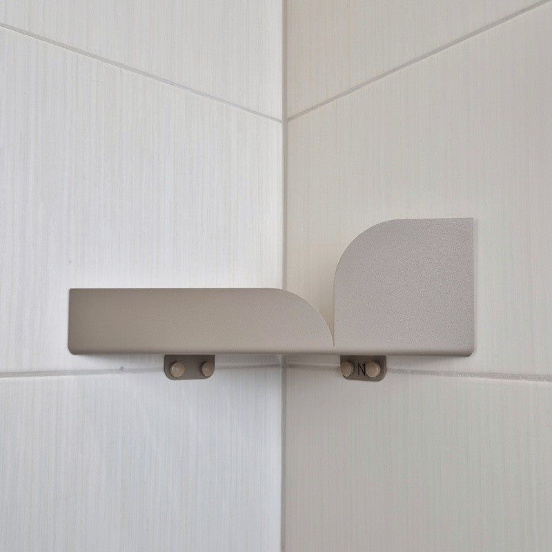 Beige corner metal wall shelf