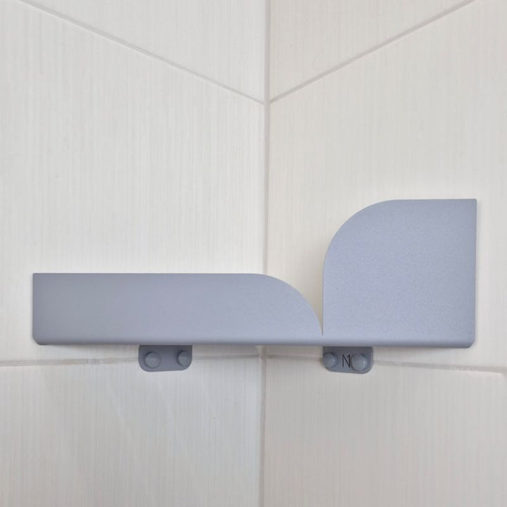 grey metal bathroom shelf