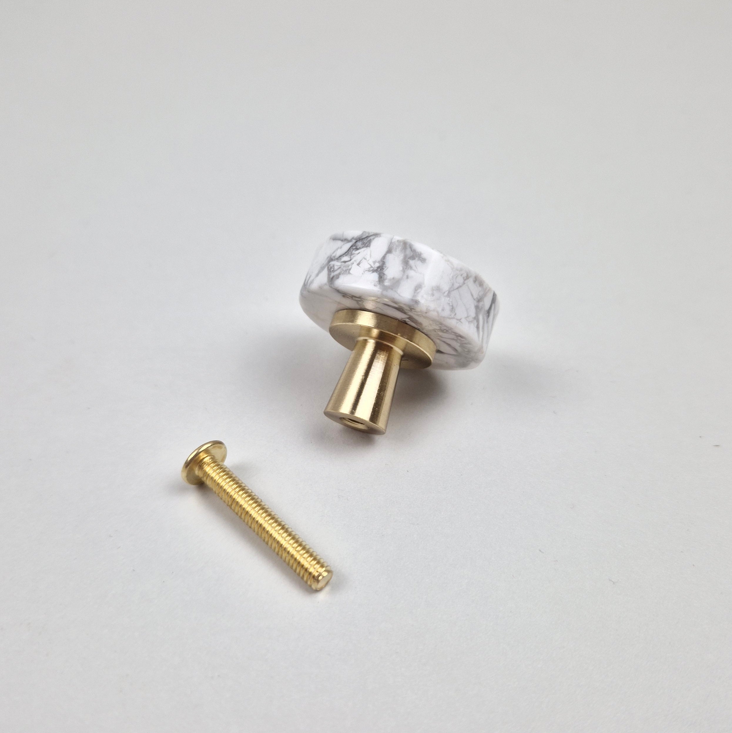 Marble cabinet knob with screw