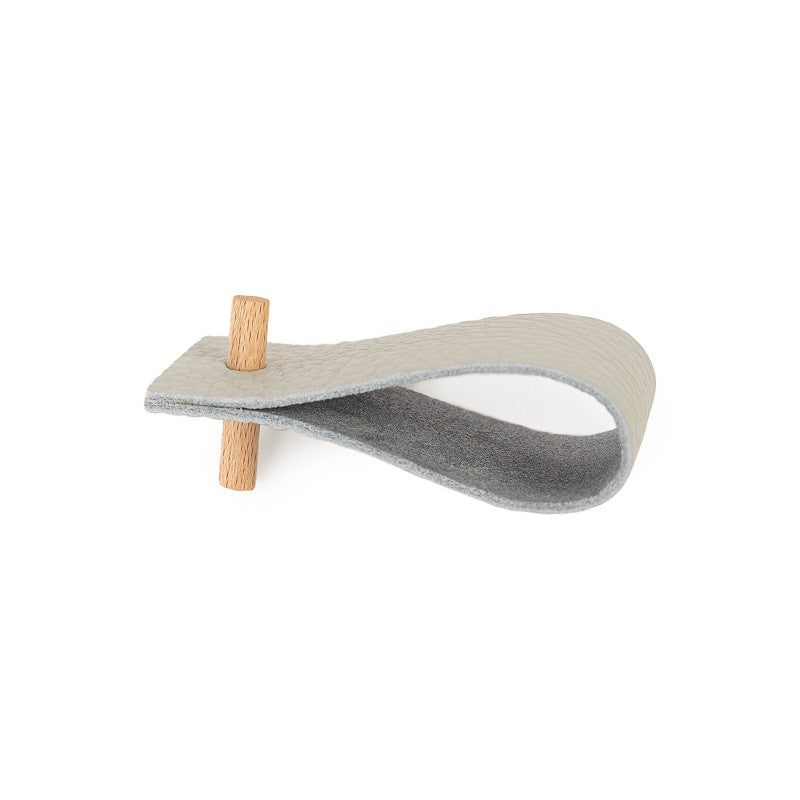 Grey leather napkin ring with wooden detail