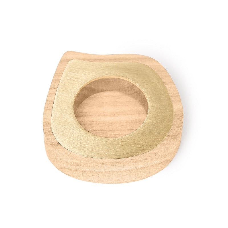 Wooden tealight holder with brass
