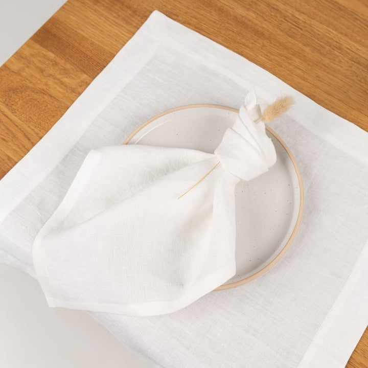 White fabric table setting