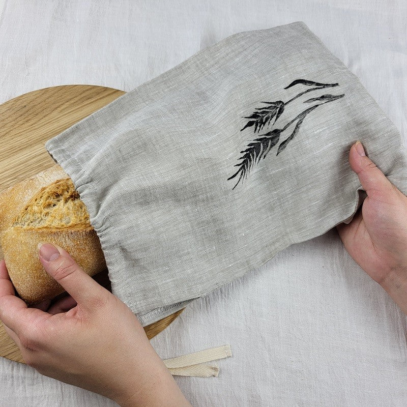 Organic linen bread bag