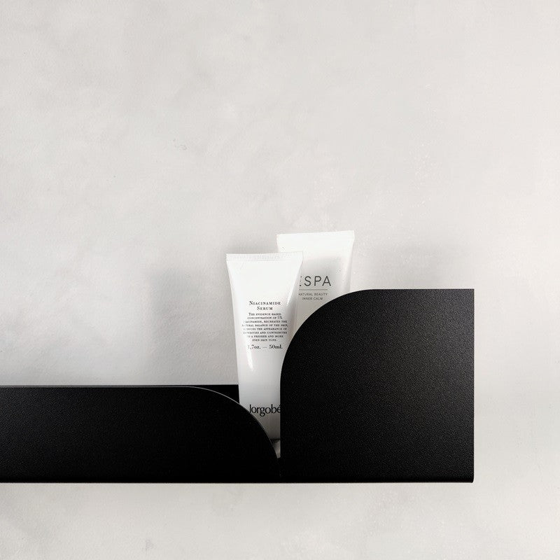 Black shelf for bathroom