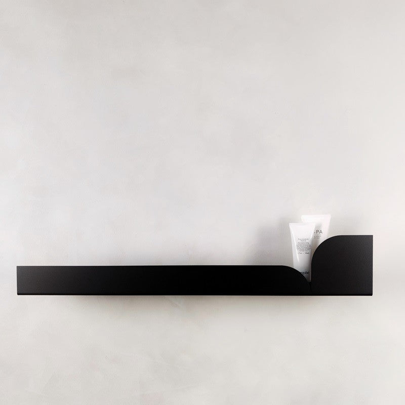 Big black metal wall shelf