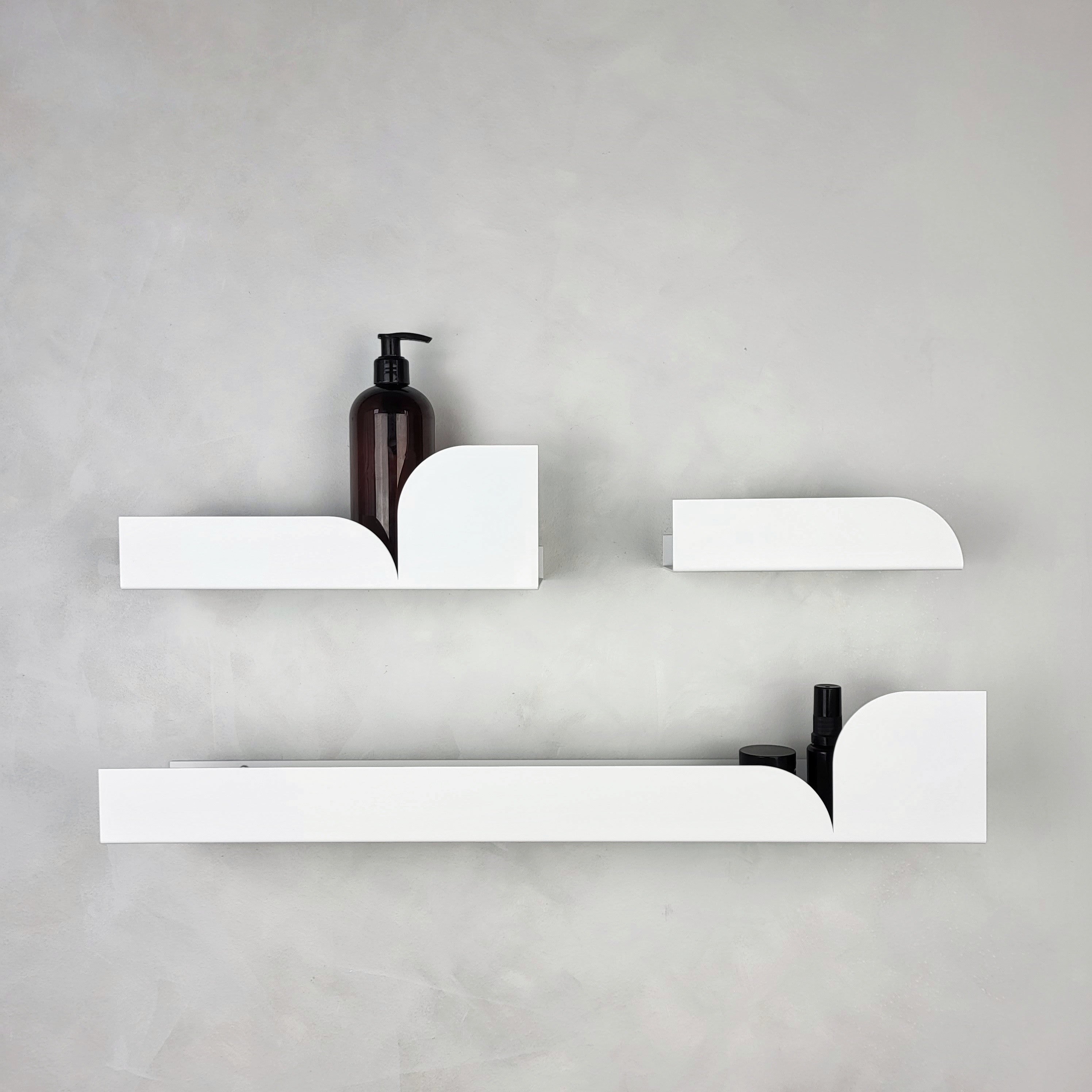White metal bathroom shelf