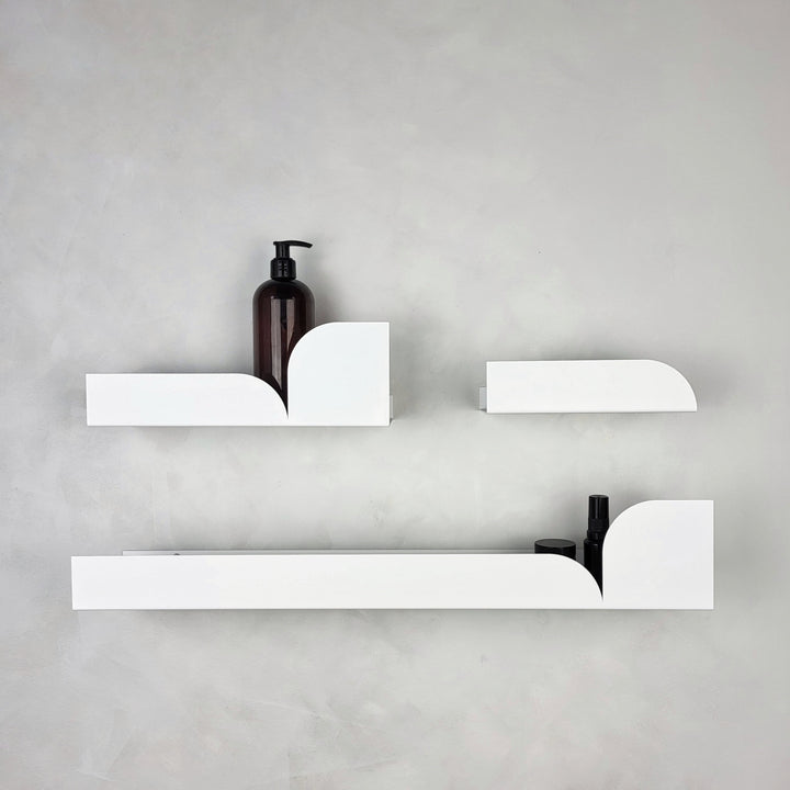 White metal bathroom shelf