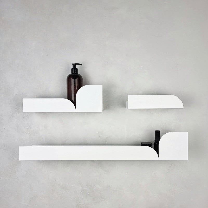 Set of white wall shelves