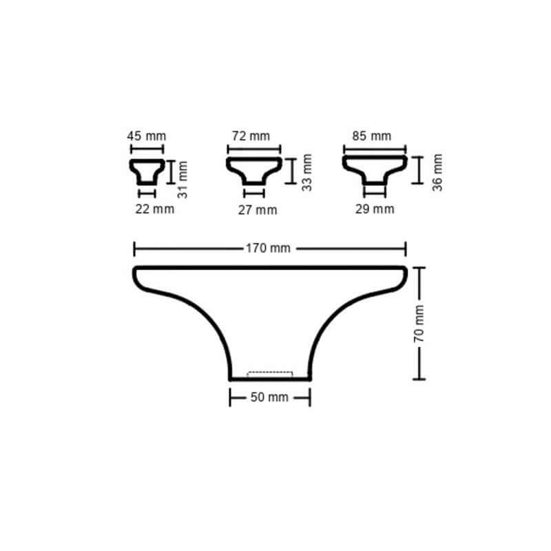 Dimensions of the concrete wall hook ivory POMOLO including width, height, and different sizes.