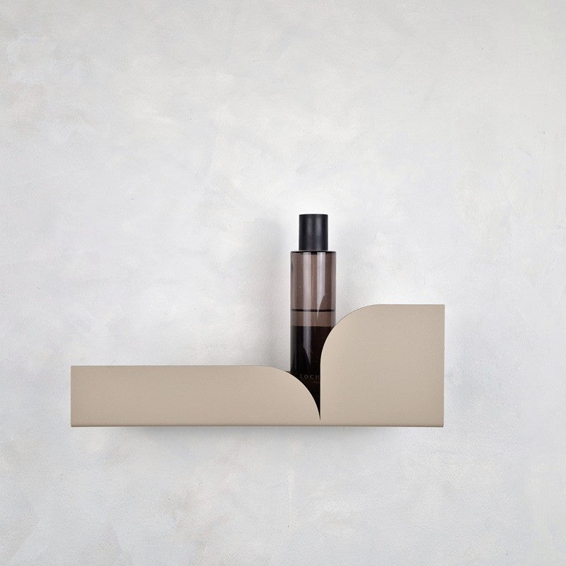 Beige bathroom shelf from metal