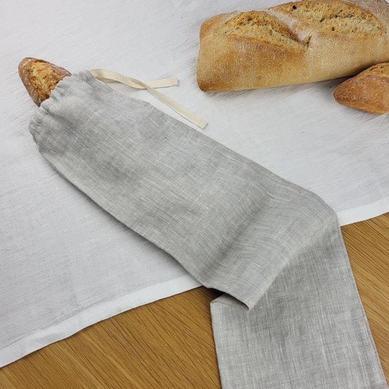 Linen bread bag for long french bread