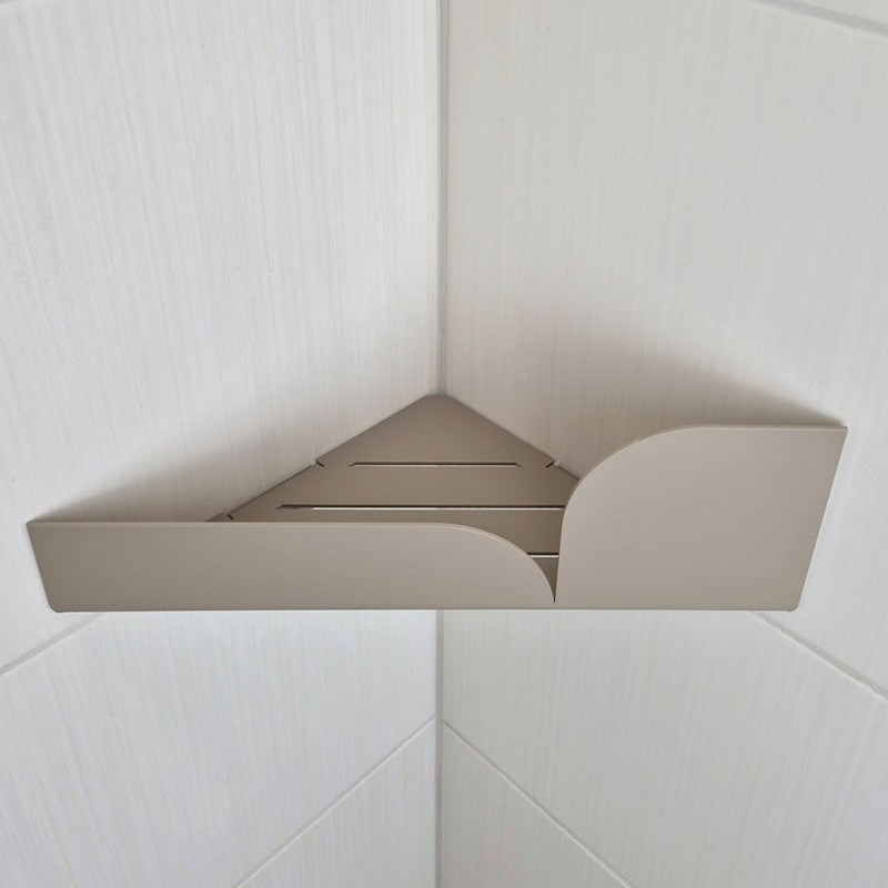 Beige shower corner shelf from metal
