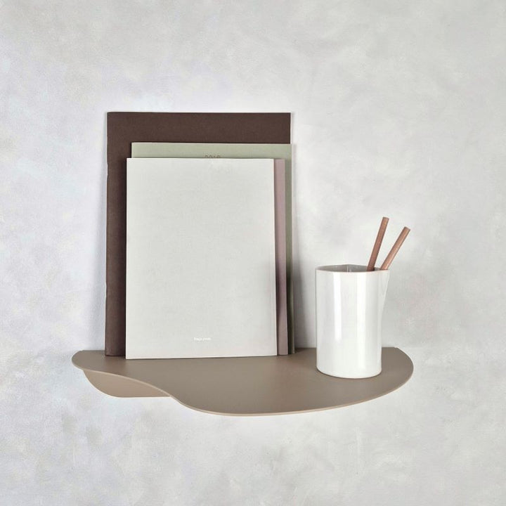 Beige wall mounted shelf
