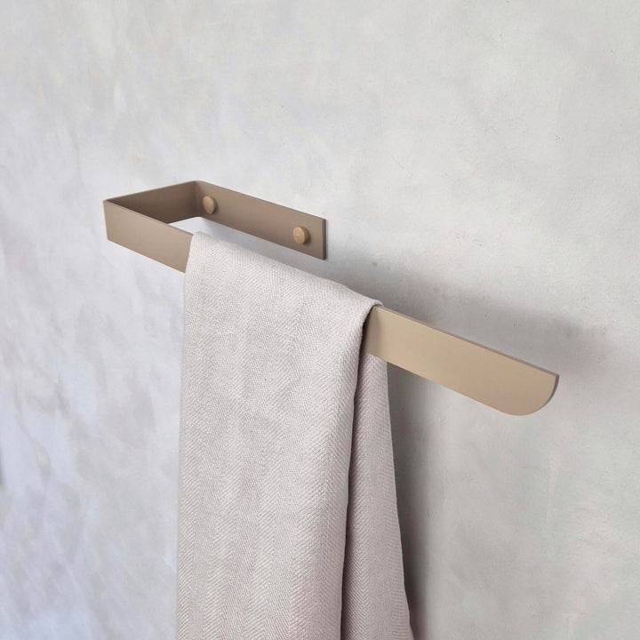 Beige towel rack for kitchen towels
