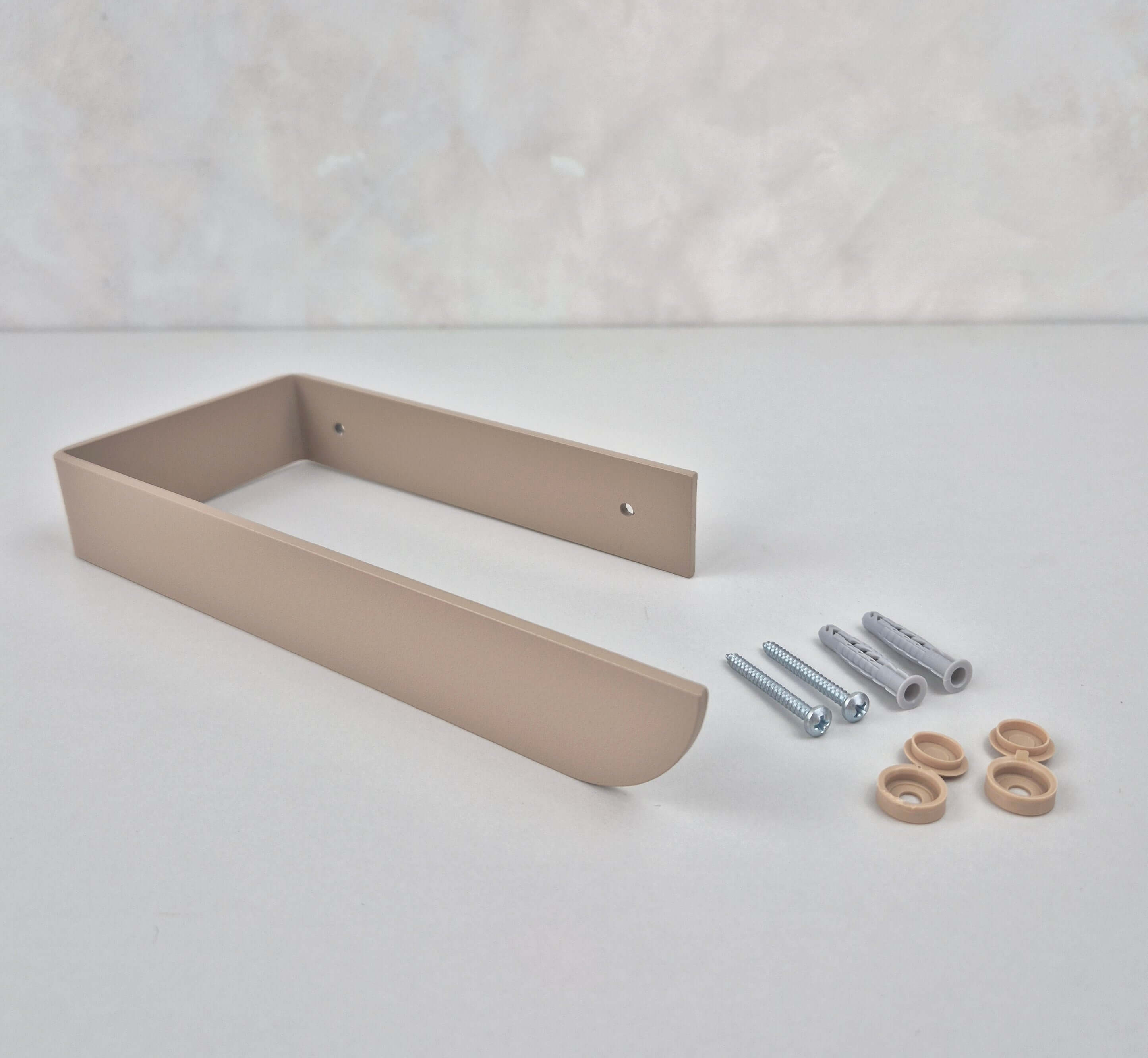 Beige towel rack with screws