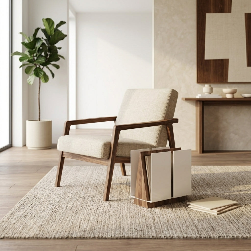 Magazine stand WINGS in Scandinavian interior