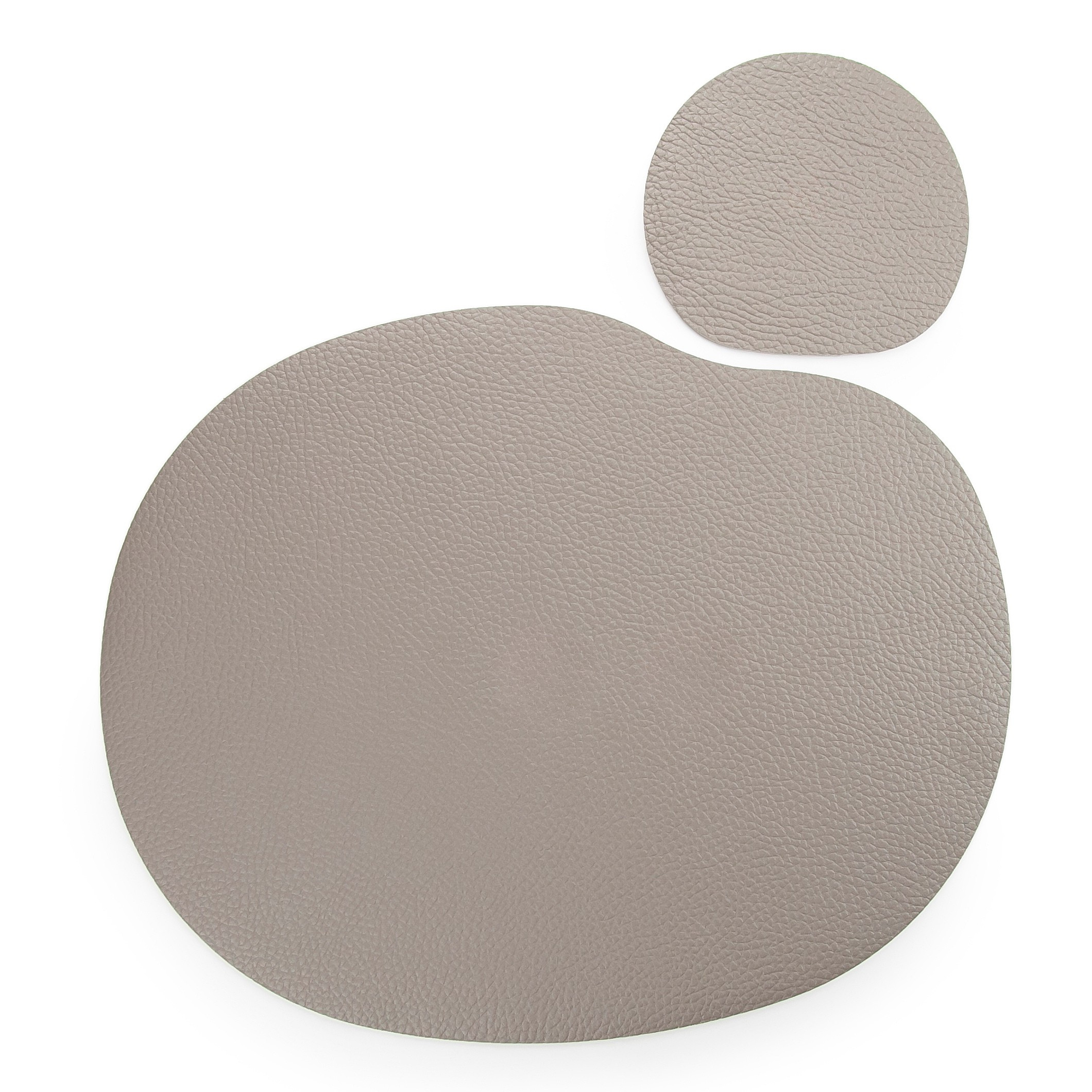 Beige leather placemat and coaster MILLSTONES