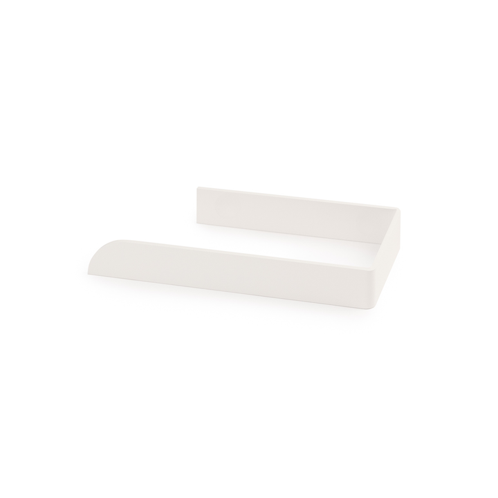 Adhesive white toilet paper holder designed for modern bathrooms with a sleek and durable finish.